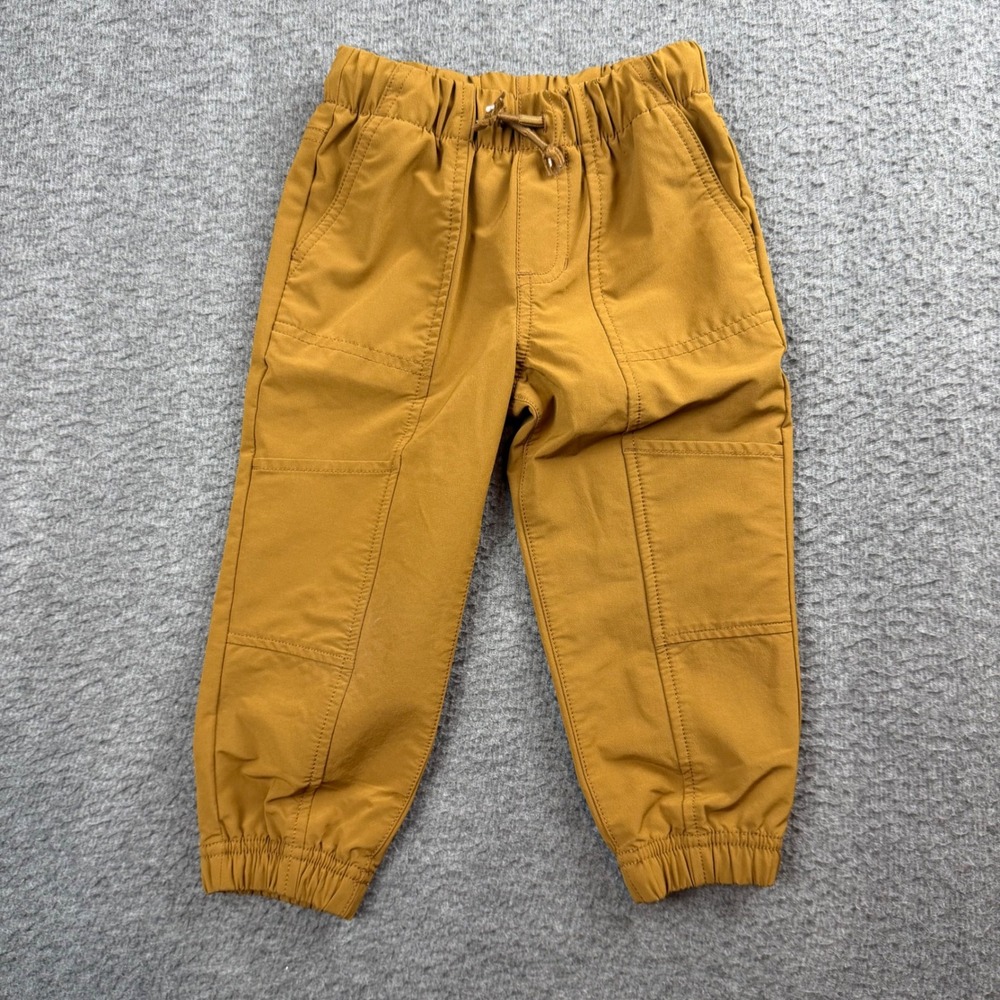 Cat & Jack Jogger Pants Kids 2T‎ Yellow Relaxed Fit Drawstring Reinforced Knee